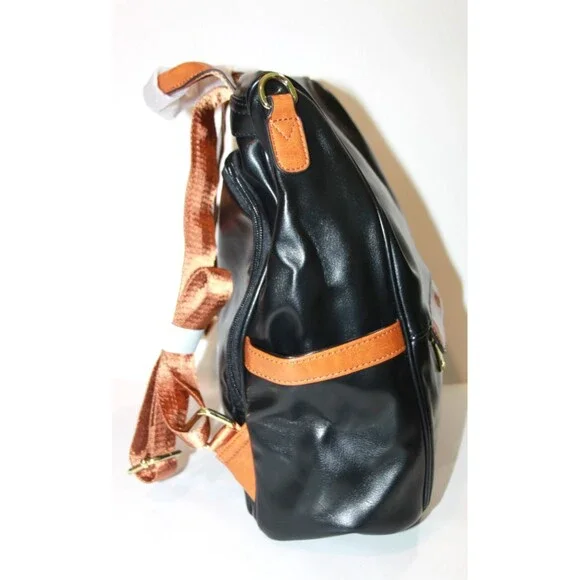 Cluci Women Backpack Purse Black Brown Faux Leather Anti Theft Travel Bag 12" - Picture 6 of 10